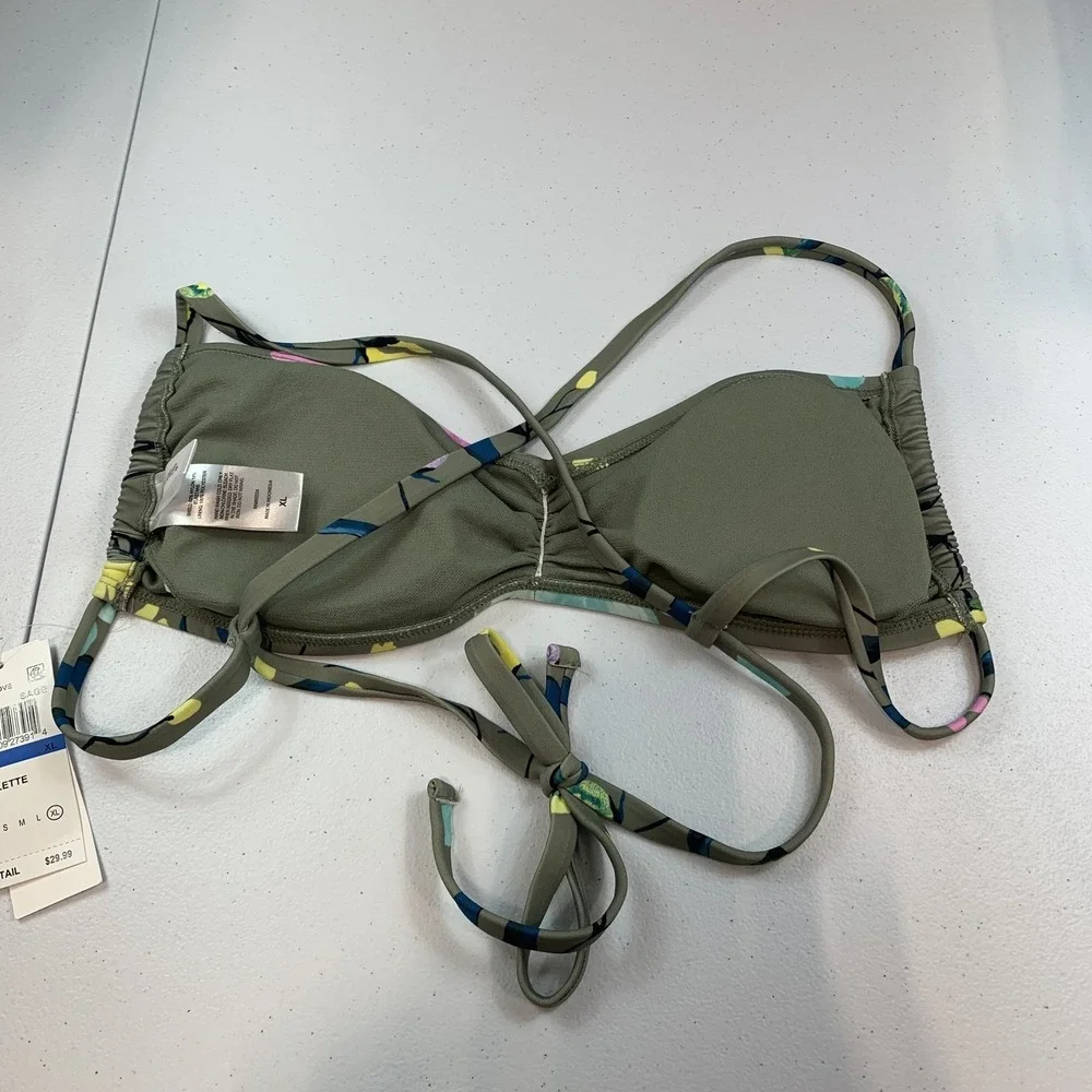 Salt & Cove Juniors Swim Bikini Top XL Sweetheart Bralette Tropical Floral Green